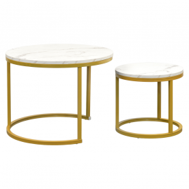 Dohányzóasztal. 2 db-os szett. arany/márvány imitáció. DAMON Dohányzóasztal. 2 db-os szett. arany/márvány imitáció. DAMON