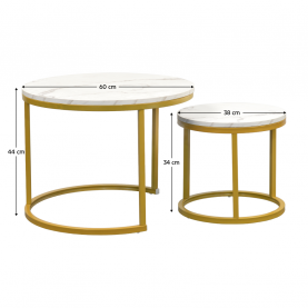 Dohányzóasztal. 2 db-os szett. arany/márvány imitáció. DAMON Dohányzóasztal. 2 db-os szett. arany/márvány imitáció. DAMON