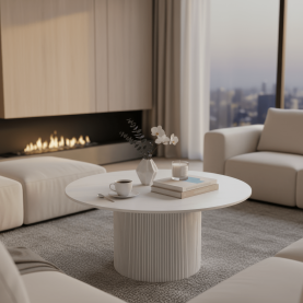 Dohányzóasztal. fehér márvány/MDF. átmérő 80 cm. MAHIR TYP 1 Dohányzóasztal. fehér márvány/MDF. átmérő 80 cm. MAHIR TYP 1