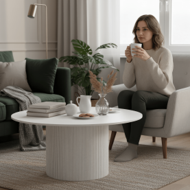 Dohányzóasztal. fehér márvány/MDF. átmérő 80 cm. MAHIR TYP 1 Dohányzóasztal. fehér márvány/MDF. átmérő 80 cm. MAHIR TYP 1