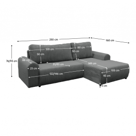 Ülőgarnitúra. szürke. jobbos. VELINA ROH Ülőgarnitúra. szürke. jobbos. VELINA ROH