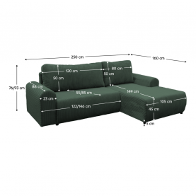 Ülőgarnitúra. zold. jobbos. VELINA ROH