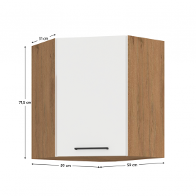 Felső sarokszekrény. fehér extra magas fényű HG/lancelot tolgy. VEGA 58x58 GN-72 1F Felső sarokszekrény. fehér extra magas fényű HG/lancelot tolgy. VEGA 58x58 GN-72 1F