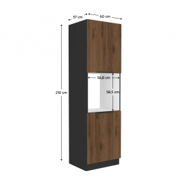 Magas szekrény beépített sütőhoz. fekete/okapi dió. MENZO 60 DP-210 2F