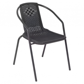 Kerti rakásolható szék. fekete. acél/műanyag. FRENY