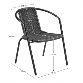 Kerti rakásolható szék. fekete. acél/műanyag. FRENY