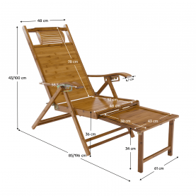 Kerti állítható szék. természetes. bambusz. VARDON Kerti állítható szék. természetes. bambusz. VARDON