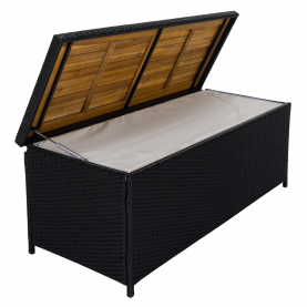 Kerti tároló doboz/pad. fekete/természetes/krémszínű. BEMUS Kerti tároló doboz/pad. fekete/természetes/krémszínű. BEMUS