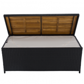 Kerti tároló doboz/pad. fekete/természetes/krémszínű. BEMUS Kerti tároló doboz/pad. fekete/természetes/krémszínű. BEMUS