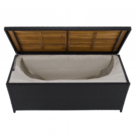 Kerti tároló doboz/pad. fekete/természetes/krémszínű. BEMUS Kerti tároló doboz/pad. fekete/természetes/krémszínű. BEMUS