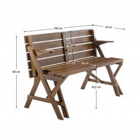 Kerti asztal/pad. 2 az 1-ben. barna. ZAGIR Kerti asztal/pad. 2 az 1-ben. barna. ZAGIR
