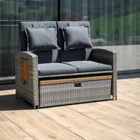 Kerti rattan heverő. szürke/természetes. MALORY