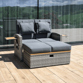 Kerti rattan heverő. szürke/természetes. MALORY