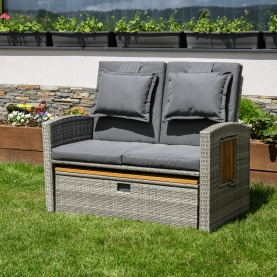 Kerti rattan heverő. szürke/természetes. MALORY