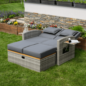 Kerti rattan heverő. szürke/természetes. MALORY