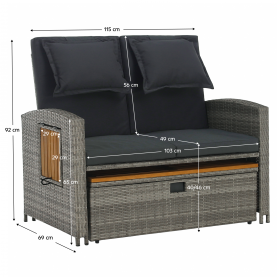 Kerti rattan heverő. szürke/természetes. MALORY