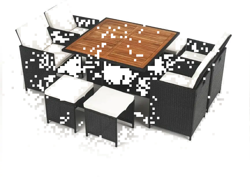 Kerti rattan szett. akácfa. fekete/krémszínű/természetes. MELFORD Kerti rattan szett. akácfa. fekete/krémszínű/természetes. MELFORD