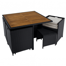 Kerti rattan szett. akácfa. fekete/krémszínű/természetes. MELFORD Kerti rattan szett. akácfa. fekete/krémszínű/természetes. MELFORD