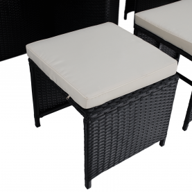 Kerti rattan szett. akácfa. fekete/krémszínű/természetes. MELFORD Kerti rattan szett. akácfa. fekete/krémszínű/természetes. MELFORD