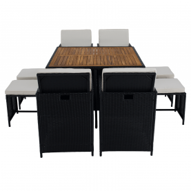 Kerti rattan szett. akácfa. fekete/krémszínű/természetes. MELFORD Kerti rattan szett. akácfa. fekete/krémszínű/természetes. MELFORD