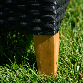 Kerti rattan szett. akácfa. fekete/szürke/természetes. MALKOM