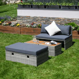 Kerti rattan szett. szürke/természetes/krémszínű. DEBRA Kerti rattan szett. szürke/természetes/krémszínű. DEBRA