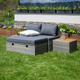 Kerti rattan szett. szürke/természetes/krémszínű. DEBRA Kerti rattan szett. szürke/természetes/krémszínű. DEBRA