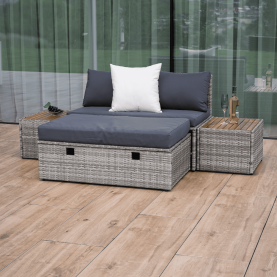 Kerti rattan szett. szürke/természetes/krémszínű. DEBRA Kerti rattan szett. szürke/természetes/krémszínű. DEBRA