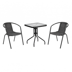 Kerti asztal. fekete acél/edzett üveg. FRENY