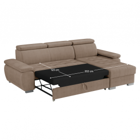 Sarok ülőgarnitúra. szürkésbézs Taupe. jobbos. SEMI ROH