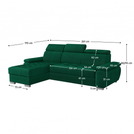 Sarok ülőgarnitúra. zold. balos. SEMI ROH