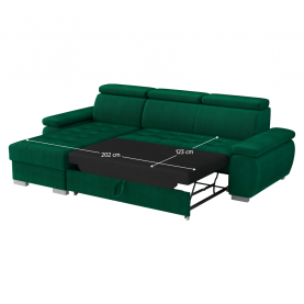 Sarok ülőgarnitúra. zold. balos. SEMI ROH