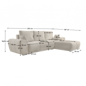 Univerzális ülőgarnitúra. krémszínű. KERIM ROH