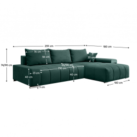 Univerzális ülőgarnitúra. smaragdzold. VEZAN ROH