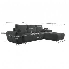 Univerzális ülőgarnitúra. sotétszürke. KERIM ROH