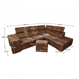 Ülőgarnitúra. barna. jobbos. MALAGA