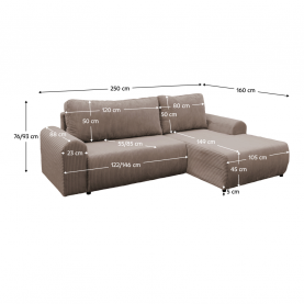 Ülőgarnitúra. barna. jobbos. VELINA ROH