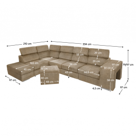 Ülőgarnitúra. bézs. balos. MALAGA BIG