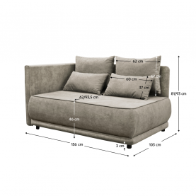 Kihúzható kanapé. bézsesszürke Taupe. balos. LIAMI