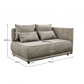 Kihúzható kanapé. bézsesszürke Taupe. jobbos. LIAMI