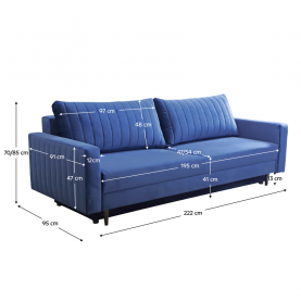 Kihúzható kanapé. kék. PALEM