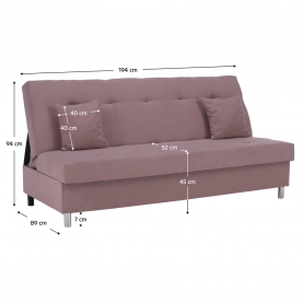 Kihúzható kanapé. rózsaszín. ALADA