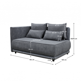 Kihúzható kanapé. szürke. balos. LIAMI