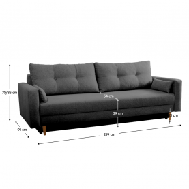 Kihúzható kanapé. szürke. BONYK