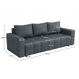 Kihúzható kanapé. szürke. MARIK