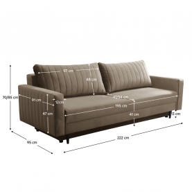 Kihúzható kanapé. szürkésbézs Taupe. PALEM