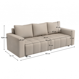 Kihúzható kanapé. szürkésbézs. MARIK