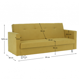 Kihúzható kanapé. sárga. LILANA