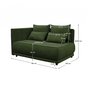 Kihúzható kanapé. zold. balos. LIAMI