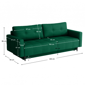 Kihúzható kanapé. zold. DORY